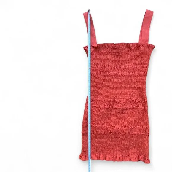 Capulet Smocked Ruffle Mini Dress in Coral – Romantic Summer Sundress (Size S) - Picture 3 of 5